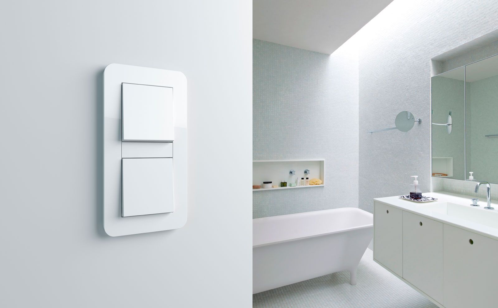 Công tắc Gira E3 System 55 với thiết kế bo góc trang nhã